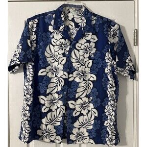 Jade Fashion Made Hawaii Blue Floral Men's Size Large XL Short Sleeve